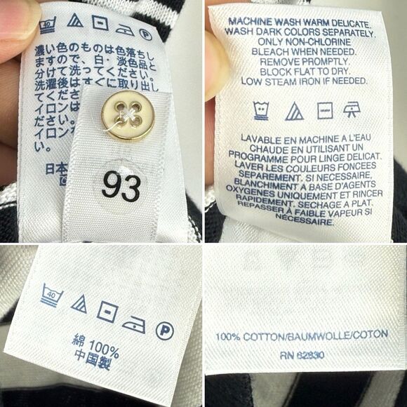 Lands End Womens Nautical Striped Cardigan Small Black White 100% Supima Cotton - Picture 8 of 16